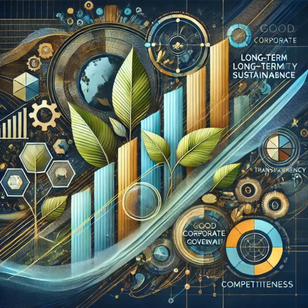 representing good corporate or business governance, highlighting business growth, long-term sustainability, transparency, and competitiveness